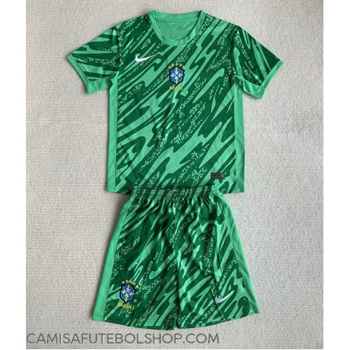 Camisa de time de futebol Brasil Goleiro Replicas 2º Equipamento Infantil Copa America 2024 Manga Curta (+ Calças curtas)